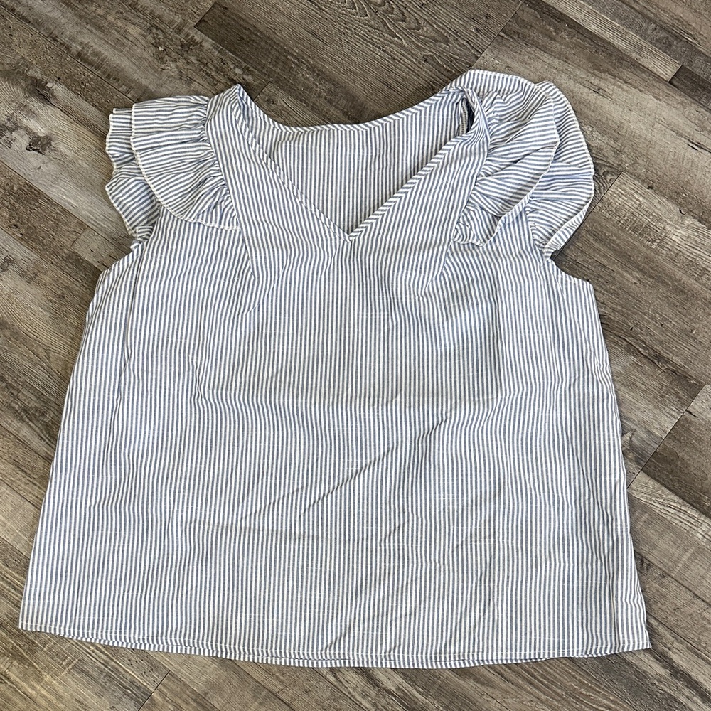 Striped Ruffle Sleeve Top